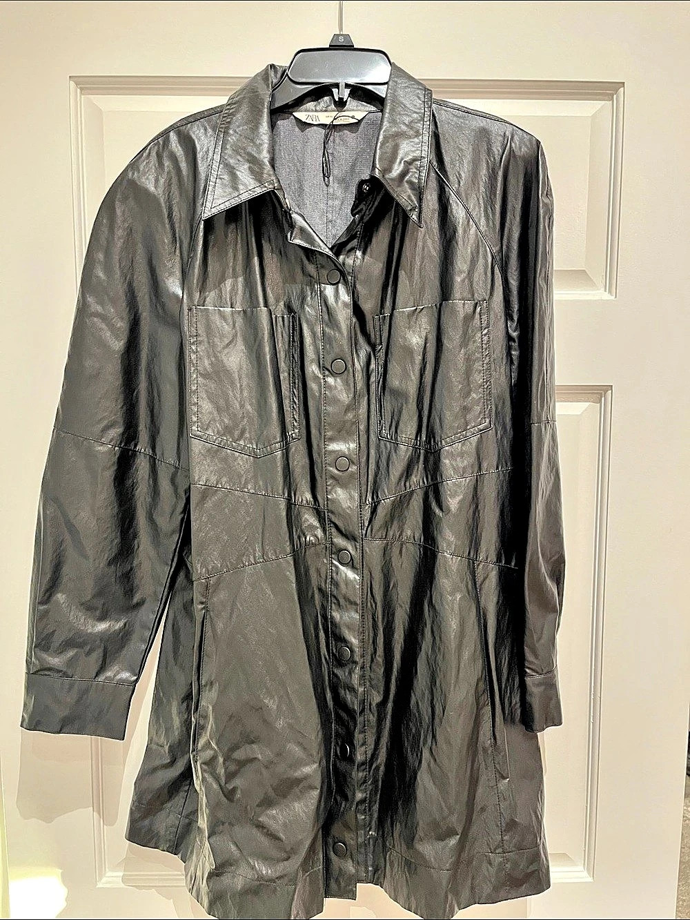Zara Faux Leather Shirt Dress Black